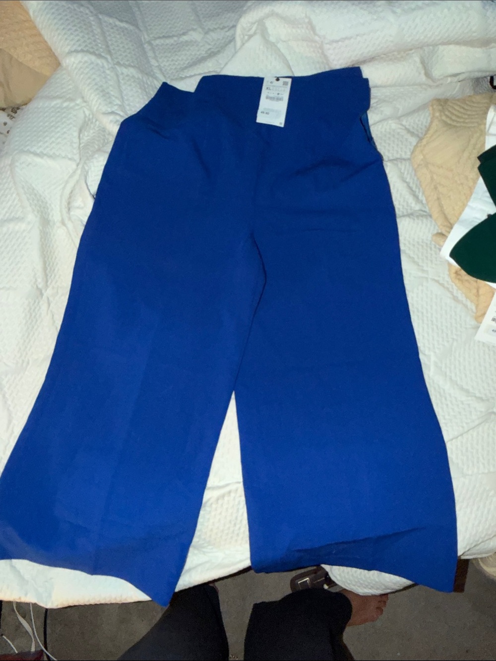 Zara Wide-Leg High-Rise Pants in Bright Blue